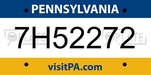 7H52272 Pennsylvania License Plate