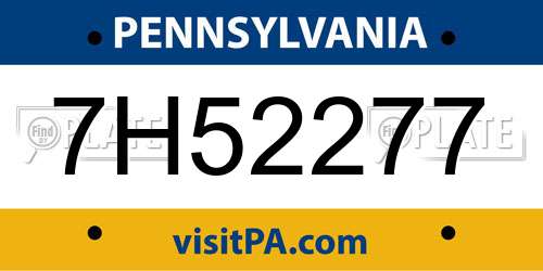 7H52277 Pennsylvania License Plate