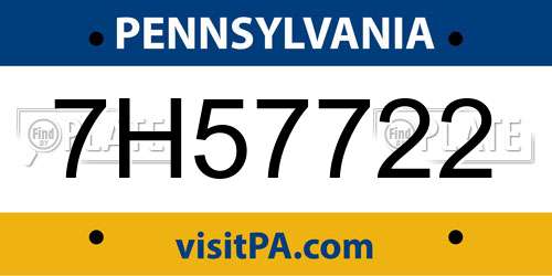 7H57722 Pennsylvania License Plate