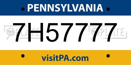 7H57777 Pennsylvania License Plate