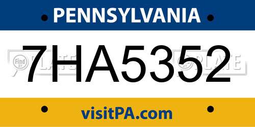 7HA5352 Pennsylvania License Plate