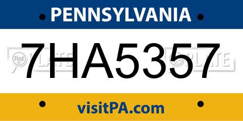 7HA5357 Pennsylvania License Plate