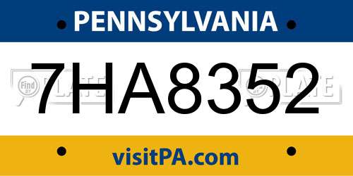 7HA8352 Pennsylvania License Plate