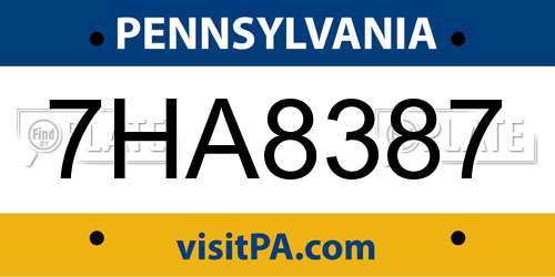 7HA8387 Pennsylvania License Plate