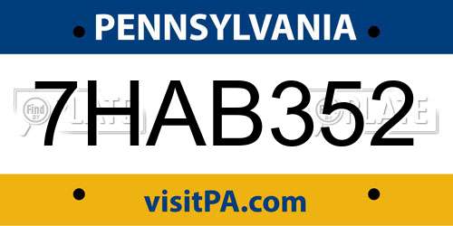 7HAB352 Pennsylvania License Plate