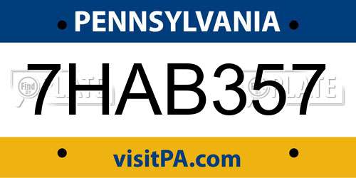 7HAB357 Pennsylvania License Plate