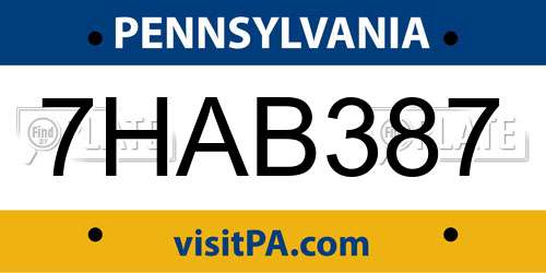 7HAB387 Pennsylvania License Plate
