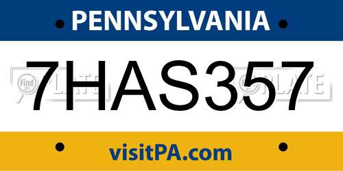 7HAS357 Pennsylvania License Plate