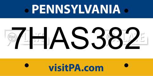 7HAS382 Pennsylvania License Plate