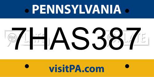 7HAS387 Pennsylvania License Plate