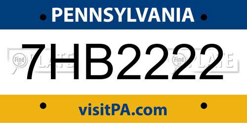7HB2222 Pennsylvania License Plate