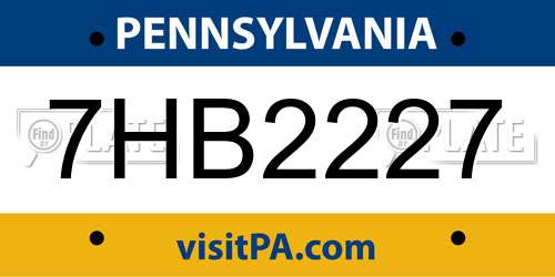 7HB2227 Pennsylvania License Plate