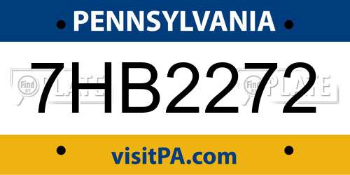 7HB2272 Pennsylvania License Plate