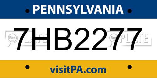 7HB2277 Pennsylvania License Plate