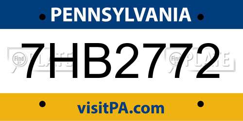7HB2772 Pennsylvania License Plate