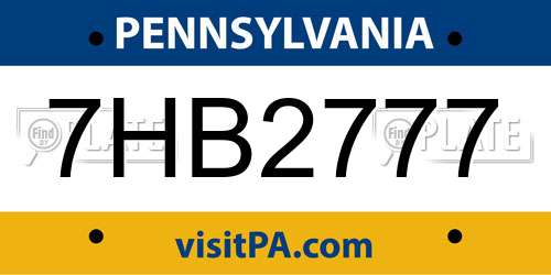 7HB2777 Pennsylvania License Plate