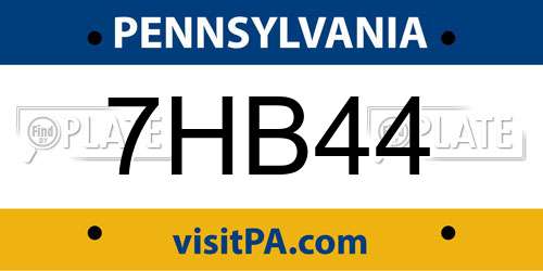 7HB44 Pennsylvania License Plate