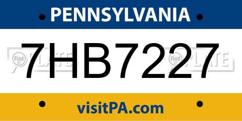 7HB7227 Pennsylvania License Plate
