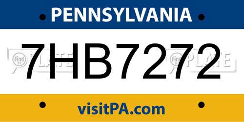 7HB7272 Pennsylvania License Plate
