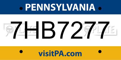 7HB7277 Pennsylvania License Plate