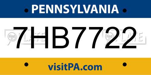 7HB7722 Pennsylvania License Plate