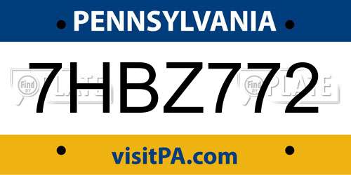 7HBZ772 Pennsylvania License Plate