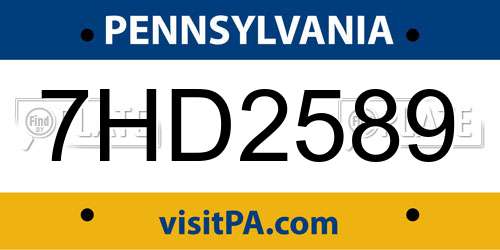7HD2589 Pennsylvania License Plate