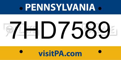7HD7589 Pennsylvania License Plate
