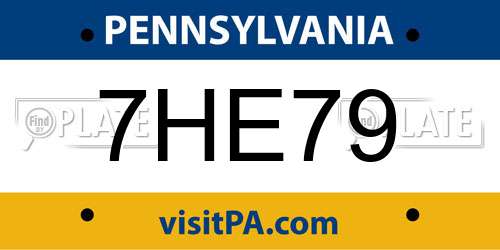 7HE79 Pennsylvania License Plate