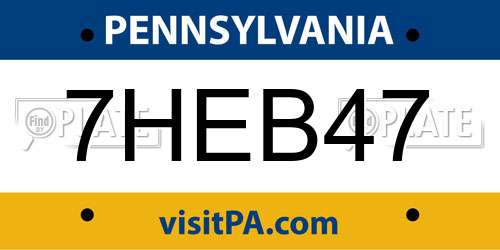 7HEB47 Pennsylvania License Plate