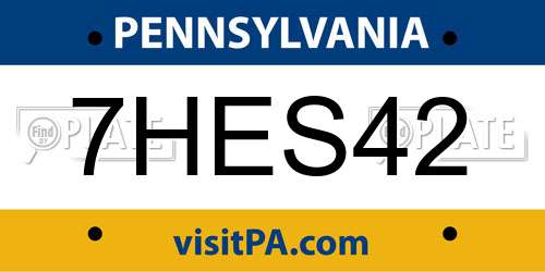 7HES42 Pennsylvania License Plate