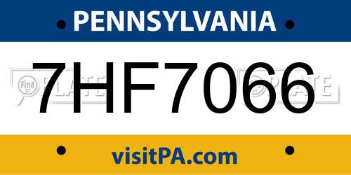 7HF7066 Pennsylvania License Plate