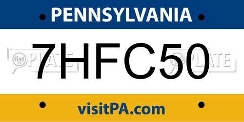 7HFC50 Pennsylvania License Plate