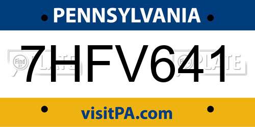 7HFV641 Pennsylvania License Plate