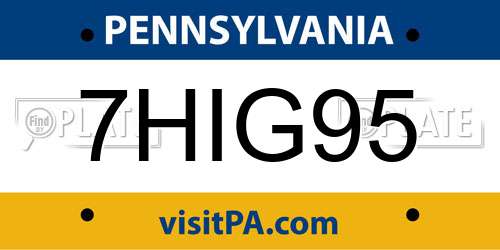 7HIG95 Pennsylvania License Plate
