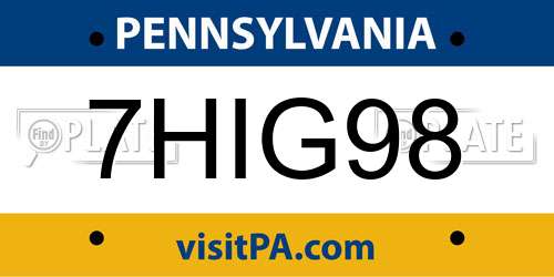 7HIG98 Pennsylvania License Plate