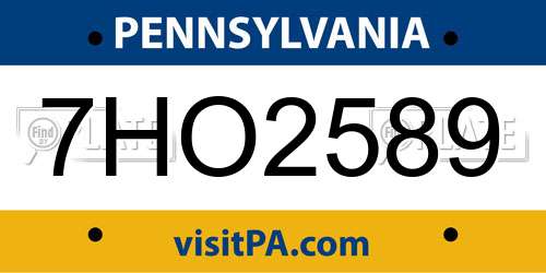 7HO2589 Pennsylvania License Plate