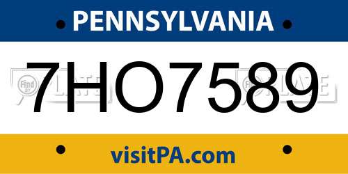 7HO7589 Pennsylvania License Plate