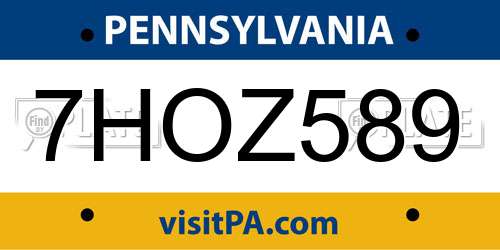 7HOZ589 Pennsylvania License Plate