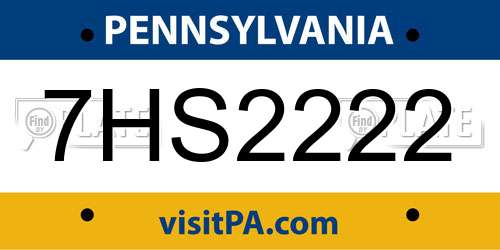 7HS2222 Pennsylvania License Plate