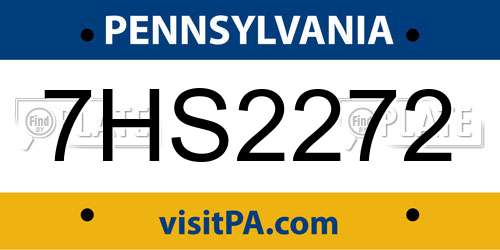 7HS2272 Pennsylvania License Plate