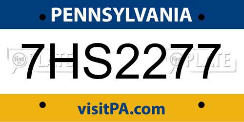 7HS2277 Pennsylvania License Plate