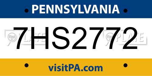 7HS2772 Pennsylvania License Plate