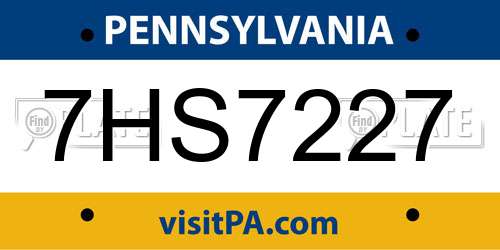 7HS7227 Pennsylvania License Plate