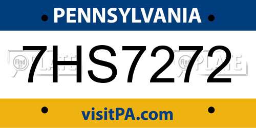 7HS7272 Pennsylvania License Plate