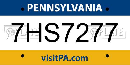 7HS7277 Pennsylvania License Plate