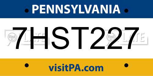 7HST227 Pennsylvania License Plate