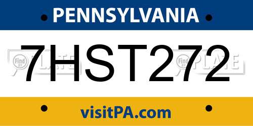 7HST272 Pennsylvania License Plate