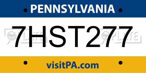 7HST277 Pennsylvania License Plate