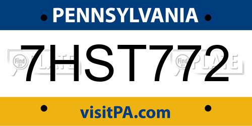 7HST772 Pennsylvania License Plate